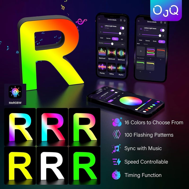 OJQ Light Up Letters LED Letter - Marquee Letters Room Decor Music Sync Color Change Colorful - Christmas Birthday Gifts for Girl Boys 7 Year Old Girl Birthday Gifts Gifts - Image 4